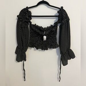 Nastygal new with tags cropped off the shoulder shirt